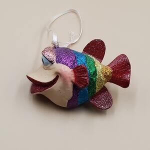 Katherines Collection Rainbow Kissing Fish Ornament Glittered Christmas Holiday